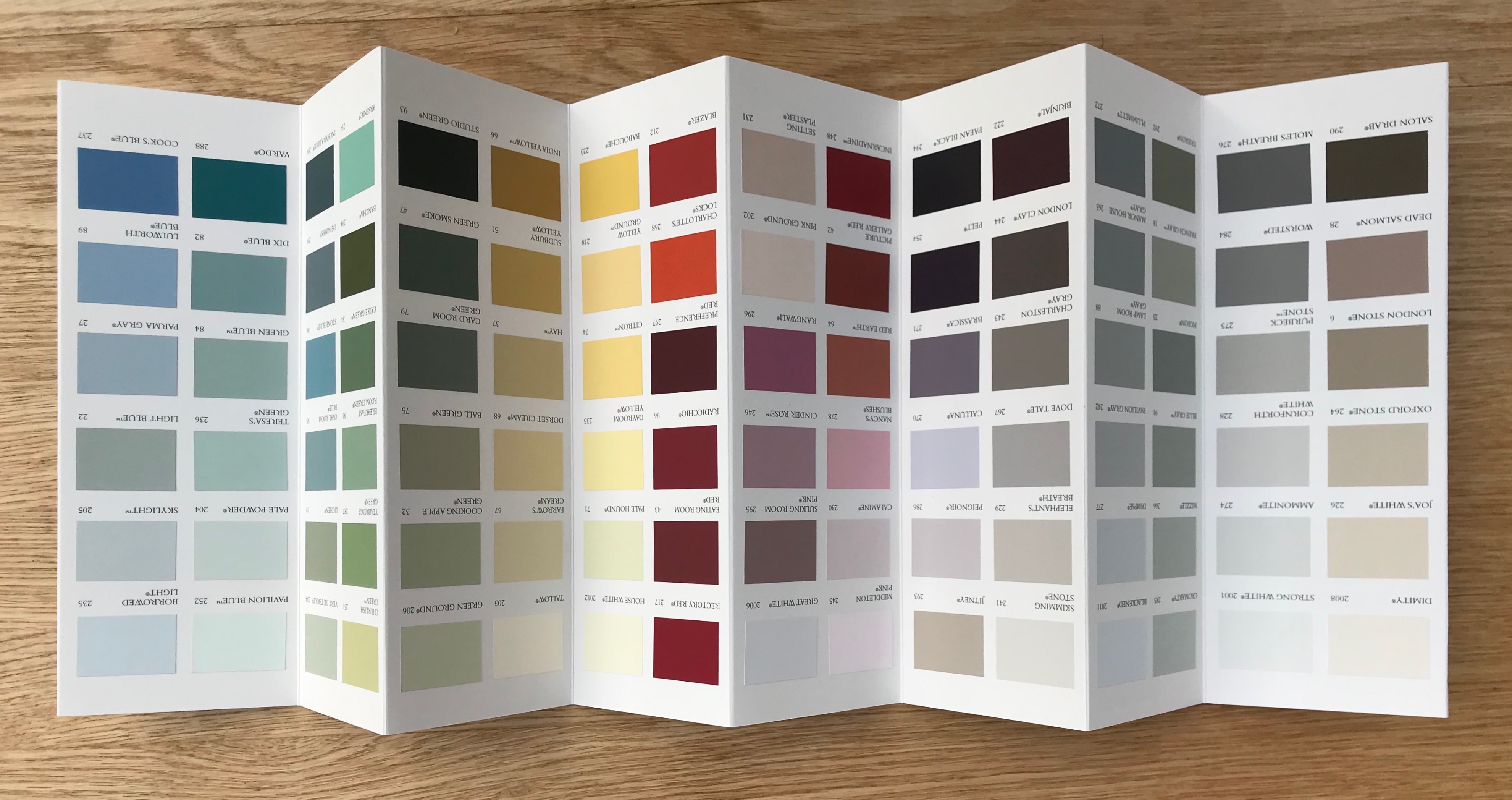 Farrow and Ball colour chart