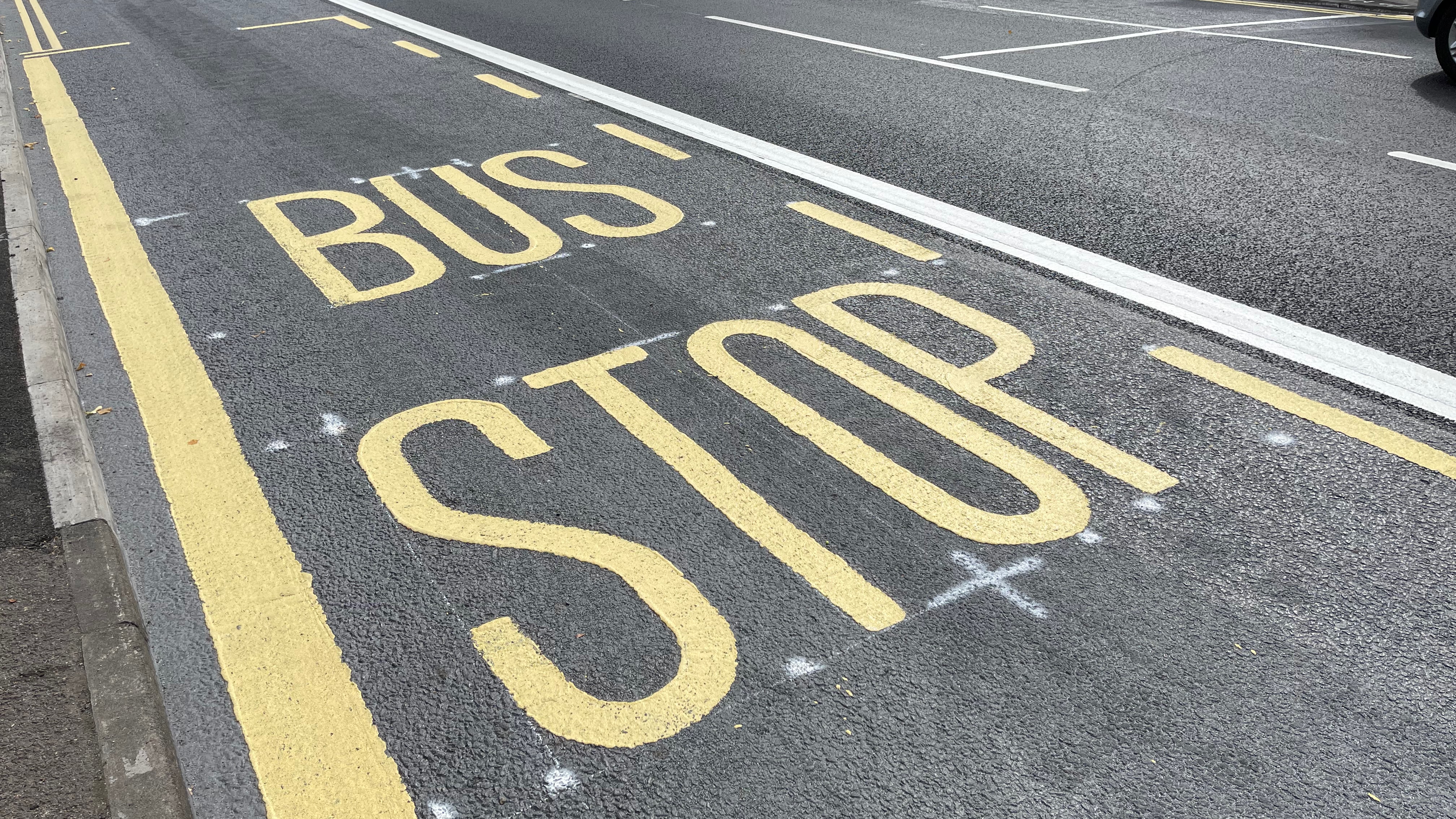 Bus stop in yellow