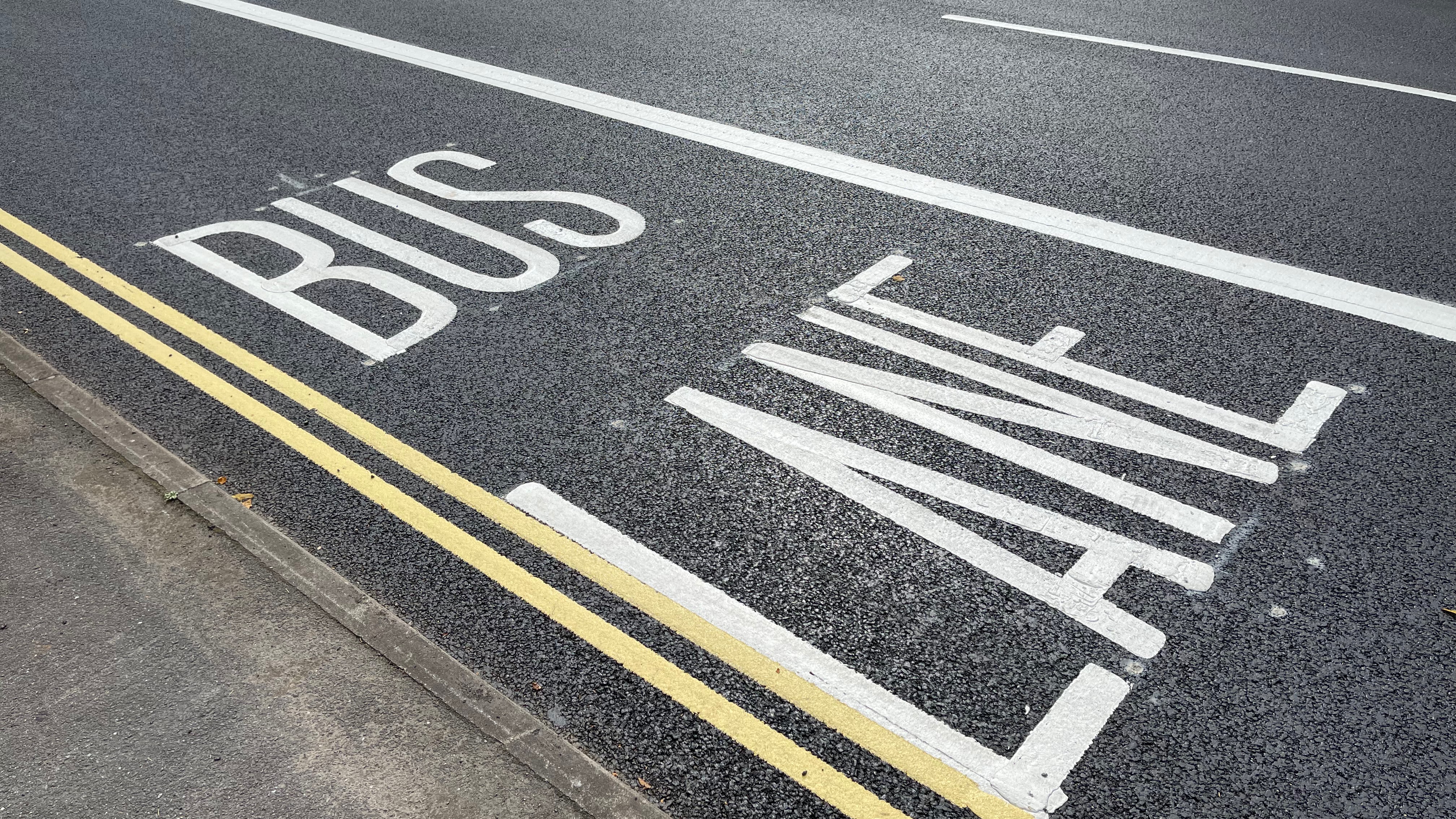 Bus lane in white