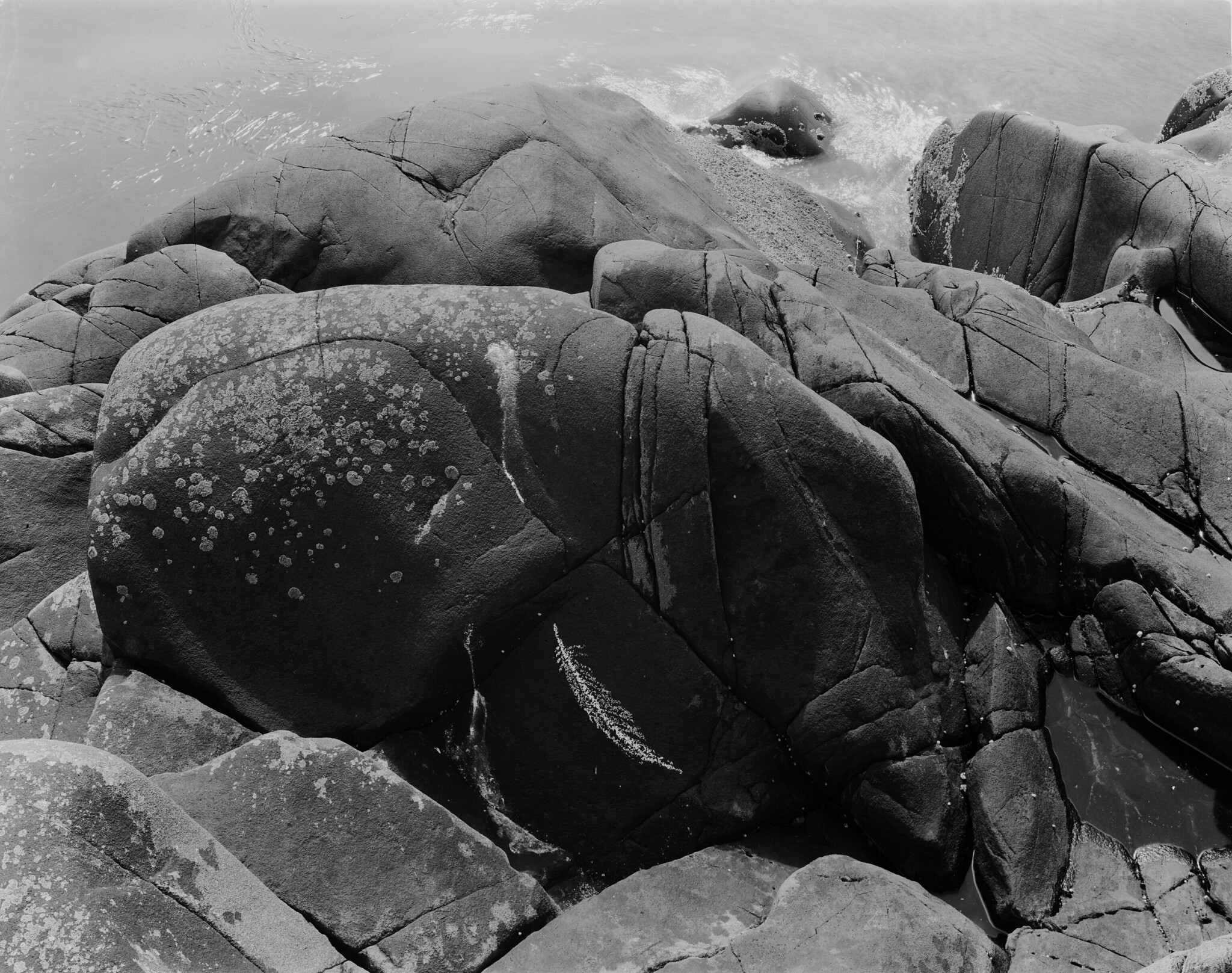 Feather drawing, Chalk on Rock, Ardpatrick, 1979