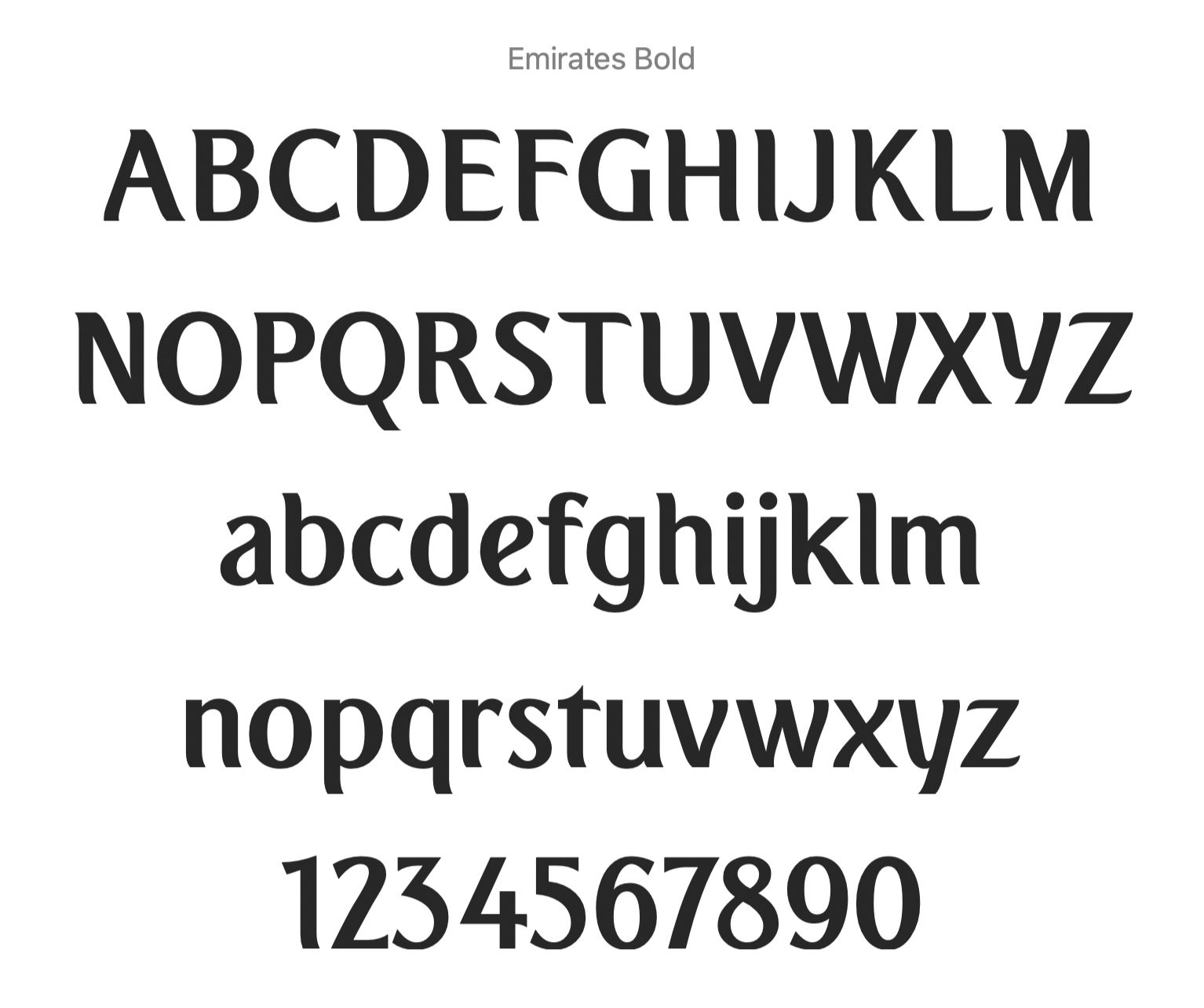 Here is the Emirates font